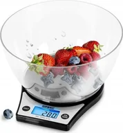 Wagi kuchenne - Duronic KS6000 BKCR Elektroniczna z misą 5 kg czarna waga cyfrowy niebieski wyświetlacz płaska - miniaturka - grafika 1