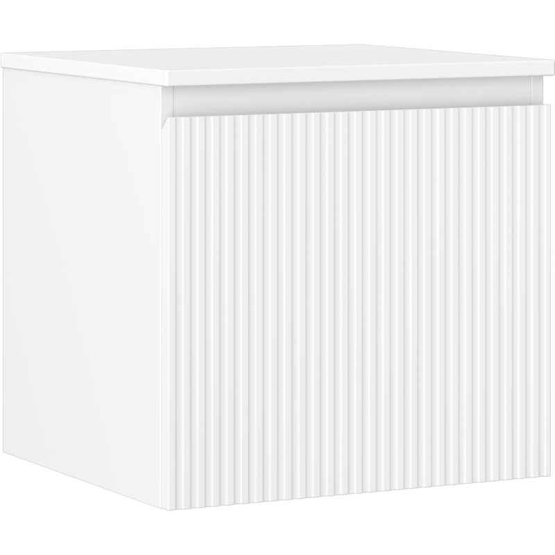 Mexen Rivel szafka łazienkowa podumywalkowa 50 cm z blatem, 1 szuflada, ryflowana , biała mat - 91A20-05047-1-BFC01