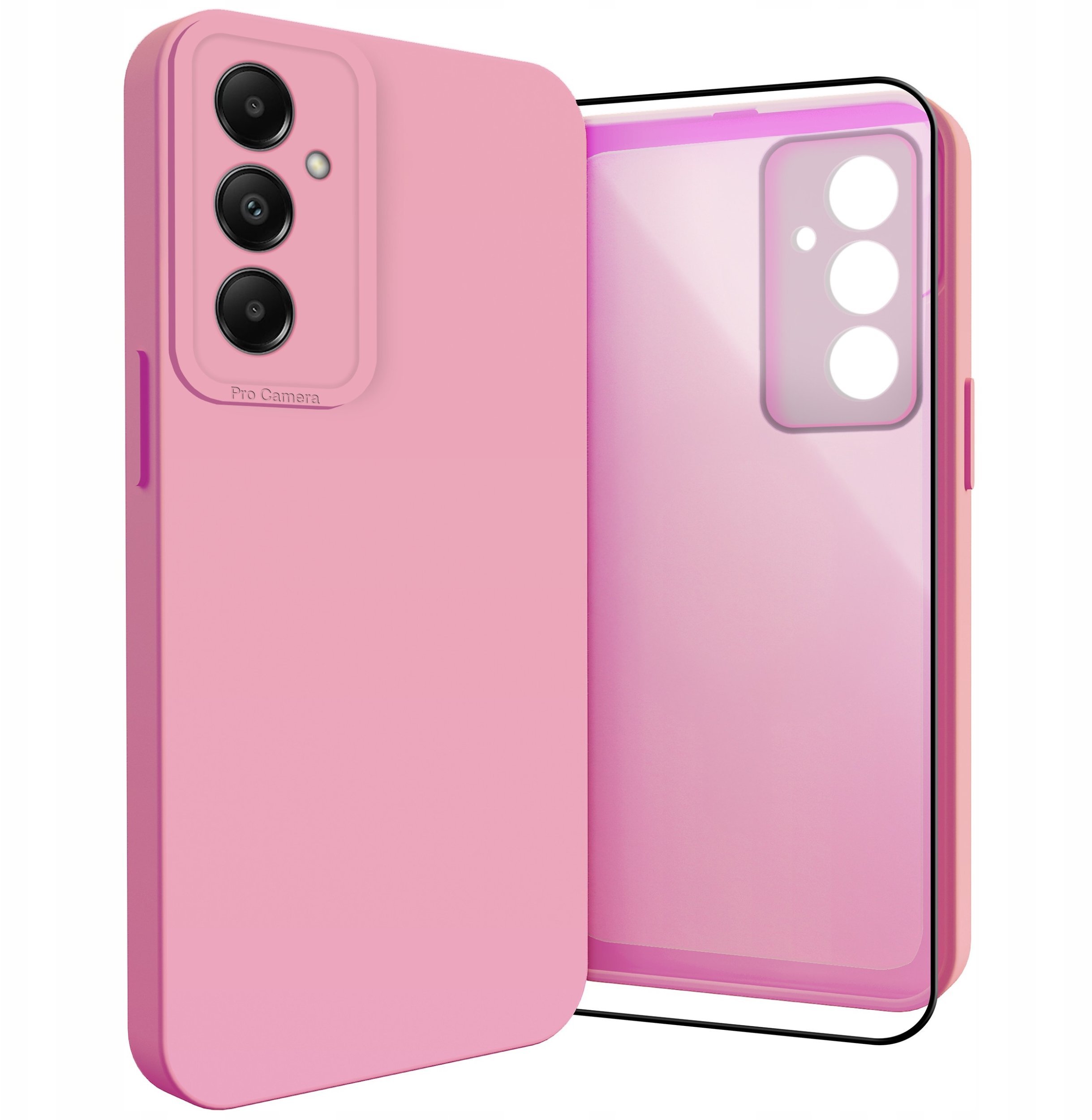 Etui do Samsung Galaxy A05s Osłona Kamery, Różowe, Ochronne, Case Szkło