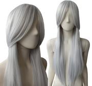 Dodatki do strojów karnawałowych - Peruka SZARA Ciri cosplay siwa proste długie włosy - miniaturka - grafika 1