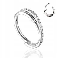 Kolczyki - Kolczyk PIERCING Clicker Podwójny ZŁOTY cyrkonie Helix Conch TYTAN 1.2/8 - miniaturka - grafika 1