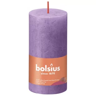 Bolsius Rustykalne świece pieńkowe Shine, 8 szt., 100x50 mm, fioletowe Sfeerpunt - Świece - miniaturka - grafika 1
