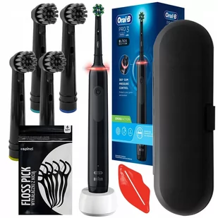 Szczoteczka Oral-B Pro 3 3000 Cross Action Czarna + 4 końcówki Precision w/a + etui - Końcówki do szczoteczek elektrycznych - miniaturka - grafika 1