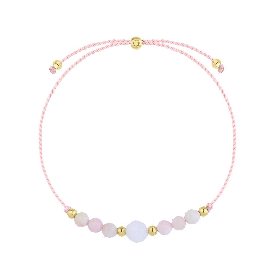 Bransoletka zodiakalna Waga Opal i kamień księżycowy na sznurku