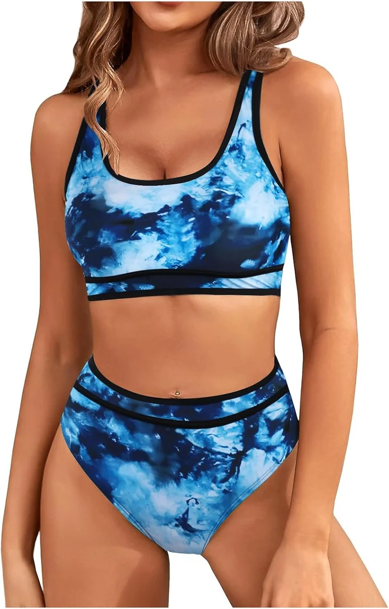 Damski dwuczęściowy strój kąpielowy push up rozmiar M bikini z wysokim