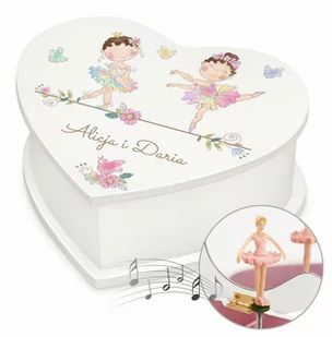 Szkatułka na biżuterię w kształcie serca z pozytywką i nadrukiem komu - Pamiątka Pierwszej Komunii Świętej - miniaturka - grafika 1
