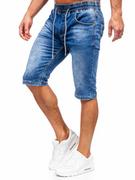 Spodenki męskie - Granatowe jeansowe krótkie spodenki męskie Denley KR1505 - miniaturka - grafika 1