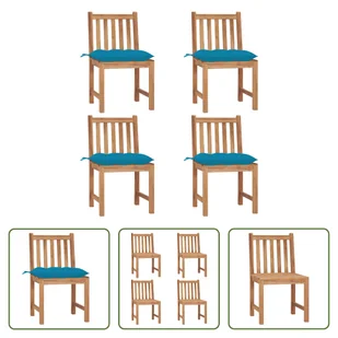 The Living Store krzesła ogrodowe 4 szt. z poduszką z litego drewna tekowego - Fotele i krzesła ogrodowe - miniaturka - grafika 1