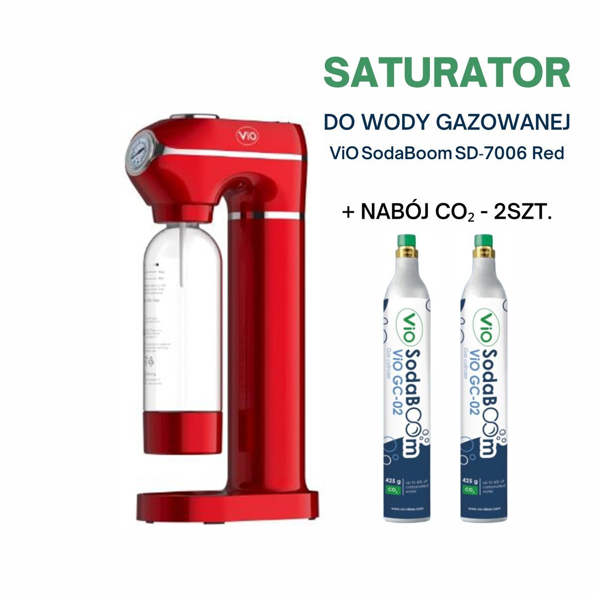 Saturator ViO SodaBoom SD-7006 Red + 2 Naboje CO2 425 g w zestawie