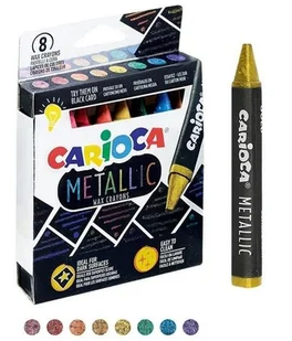 Carioca Kredki świecowe metaliczne 8 kolorów - Przybory szkolne - miniaturka - grafika 1