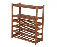 Regały - Regał Drewniany Do Spiżarni Lsr P2W4S0 Brązowy, Półki Proste 2 Szt, Półki Na Wino 4 Szt, Drewno Sosnowe / Wamar-Sosenka - miniaturka - grafika 1