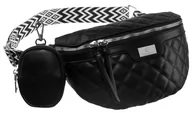 Nerki - Saszetka damska na pas nerka crossbody listonoszka pikowana z portmonetką na suwak Rovicky, czarny - miniaturka - grafika 1