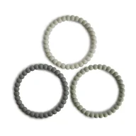 Gryzaki dla dzieci - Mushie - 3 silikonowe bransoletki gryzaki PEARL Green Tea Cool Gray Sea Salt - miniaturka - grafika 1