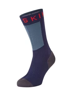 SEALSKINZ Wodoodporna Ciepła Ciepła Weather Mid Długości Sock z Hydrostop Skarpety Unisex dla dorosłych, Granatowy/Szary/Czerwony, XLarge Mieszane - Skarpetki damskie - miniaturka - grafika 1