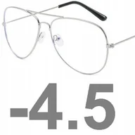 Okulary korekcyjne, oprawki, szkła - Okulary korekcyjne minusy pilotki srebrne -4.5 - miniaturka - grafika 1
