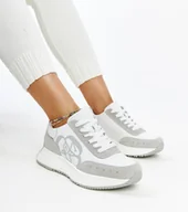 Sneakersy damskie - Biało-szare skórzane sneakersy Salimah-40 - miniaturka - grafika 1