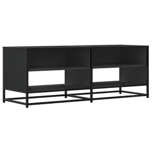 vidaXL Szafka pod TV czarna 120,5x40x46 cm materiał drewnopochodny i metal - Szafki RTV - miniaturka - grafika 1