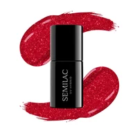 Lakiery hybrydowe - Semilac Semilac lakier hybrydowy 025 Glitter Red 7ml - miniaturka - grafika 1