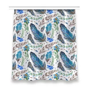 Zasłona na taśmę dekor wzór 150x160 Ptasie pióra, Fabricsy - Zasłony - miniaturka - grafika 1