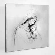 Ikony i obrazy sakralne - Maryja z dzieciątkiem Jezus szkic - obraz polycanvas, 60x60 - miniaturka - grafika 1