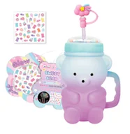 Kubki dla dzieci - HOT FOCUS 403SCB Kubek 750ml z uchem i słomką - MIŚ - miniaturka - grafika 1
