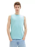 Koszulki męskie - TOM TAILOR Męski Basic Tank top z nadrukiem logo, 31046 - Blue Tibetan Stone, XXL - miniaturka - grafika 1