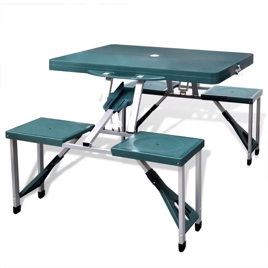 vidaXL vidaXL Zestaw kempingowy stół+krzesła aluminium kolor zielony