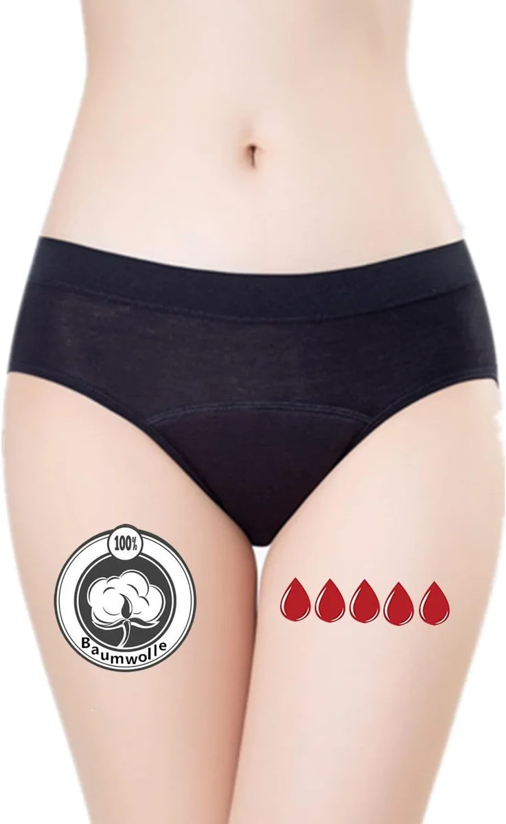 Majtki menstruacyjne damskie S czarne 30 ml figi hipsterskie miękkie