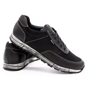 Buty męskie skórzane casual 31/3 czarne - KAMPOL - Półbuty męskie - miniaturka - grafika 1