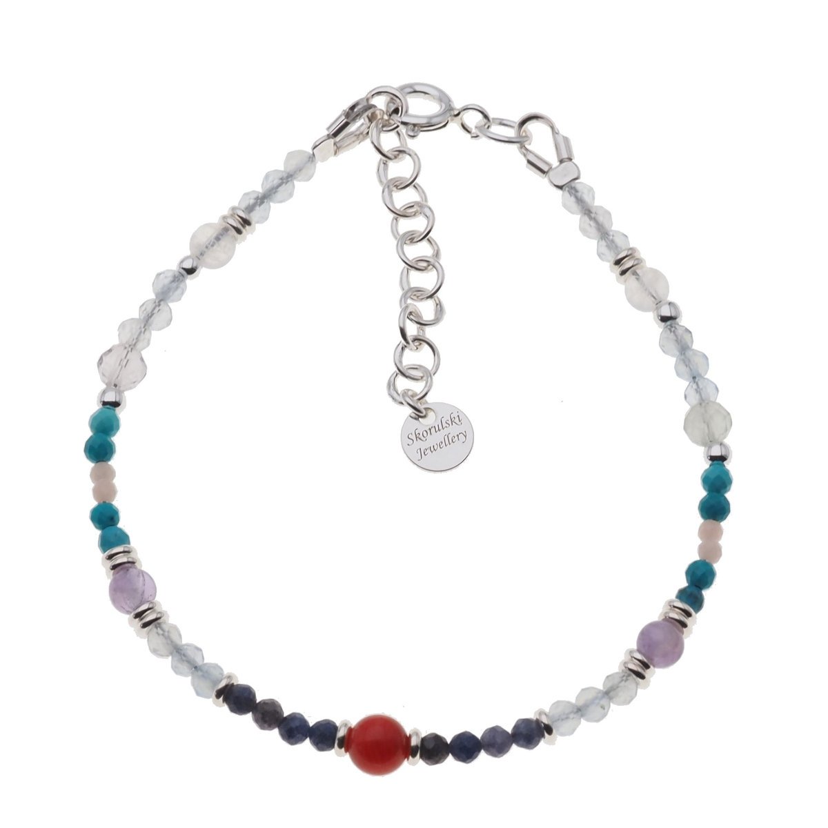 Bransoletka znak zodiaku ryby - mix kamieni i srebro