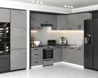 Meble kuchenne - Meble Kuchenne Kuchnia Zestaw Szafki Kolorado Narożna Szary Połysk - miniaturka - grafika 1