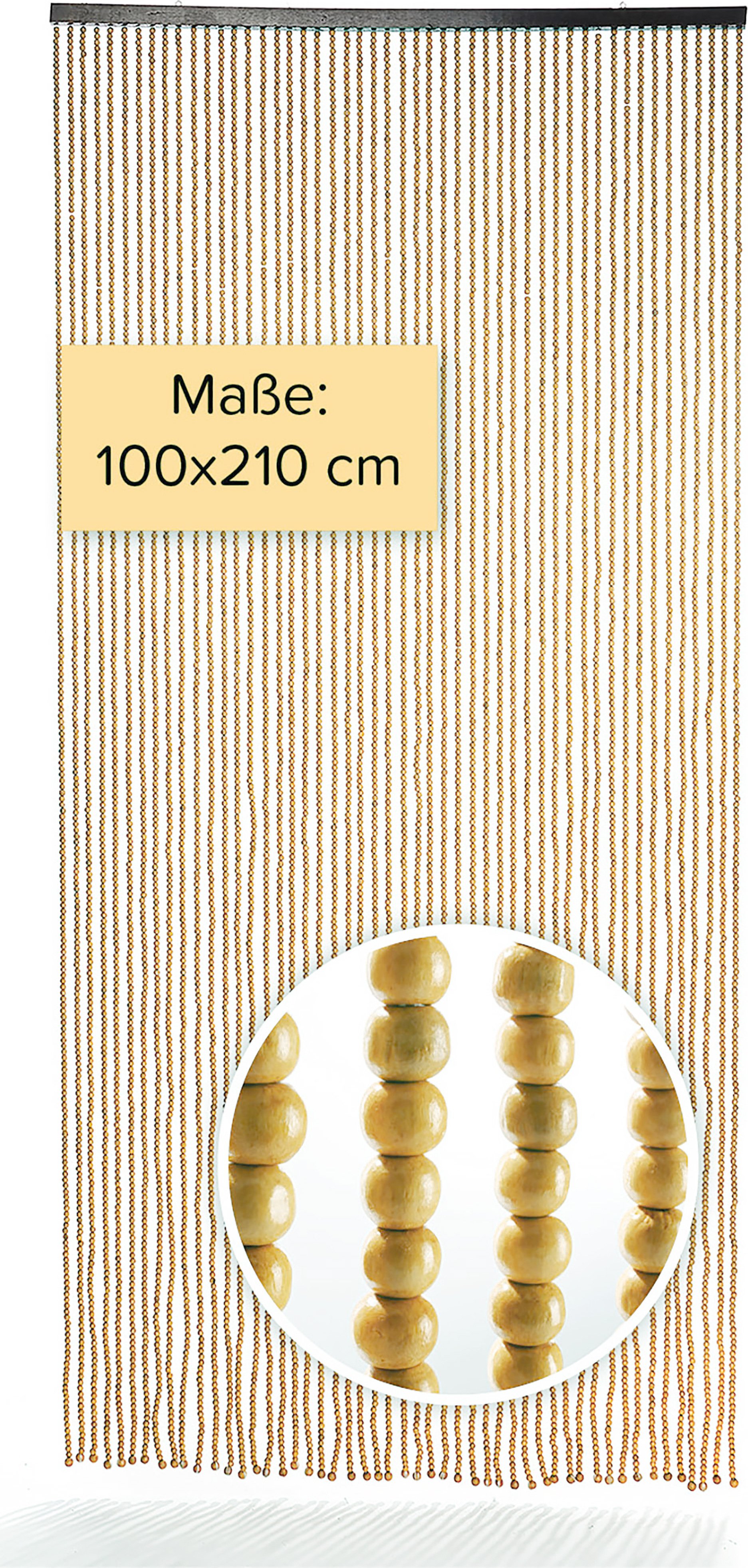 Kobolo koralikowa zasłona drzwiowa COFFEE drewniane koraliki brązowe 50 pasm 100x210cm