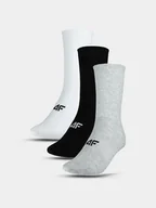 Skarpetki męskie - Skarpetki casual za kostkę (3-pack) uniseks 4F 4FWAW24USOCU353-90S Biały Czarny Szary - miniaturka - grafika 1