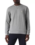 Bluzy męskie - BOSS Męska bluza z naszywką logo Westart z bawełny frotte, szary, S - miniaturka - grafika 1