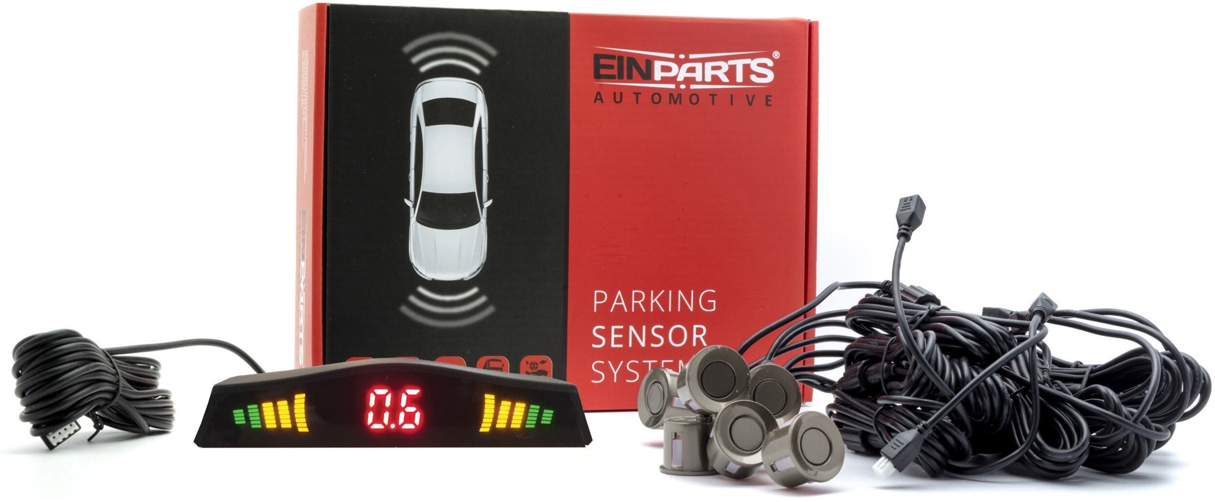 Einparts Automotive EINPARTS CZUJNIKI PARKOWANIA 8 SENSORÓW DO AUTA Z WYŚWIETLACZEM UNIWERSALNE