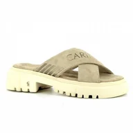 Klapki i japonki damskie - Beżowe zamszowe klapki CARINII - Carinii - miniaturka - grafika 1