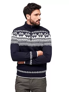 Swetry męskie - Brandit sweter męski troyer norweski, niebieski, XL - grafika 1