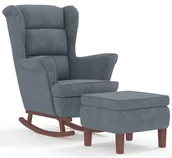 Fotele - Ciemnoszary fotel bujany uszak z podnóżkiem H5-T38 - miniaturka - grafika 1