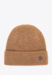 Damska czapka zimowa z miękkiej dzianiny brązowa - Czapki damskie Damska czapka zimowa z miękkiej dzianiny brązowa - Czapki damskie - miniaturka - grafika 1