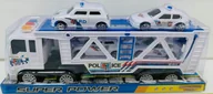 Samochody i pojazdy dla dzieci - Samochód ciężarówka laweta POLICJA z czterema autami 2672 - miniaturka - grafika 1