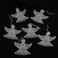 Ozdoby bożonarodzeniowe - Zestaw szydełkowanych ozdób wiszących Angels 6 szt., biały - miniaturka - grafika 1