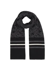 Tommy Hilfiger Szalik Monogram Aop Scarf AM0AM12110 Czarny - Apaszki i szaliki męskie - miniaturka - grafika 1