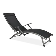 FocusGarden Leżak ogrodowy Relax, czarny, 57,5x175x35 cm