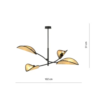 Emibig LOTUS 4 BLACK/RATTAN 1108/4 lampa sufitowa żyrandol oryginalny Design abażury 1108/4 - Lampy sufitowe - miniaturka - grafika 6