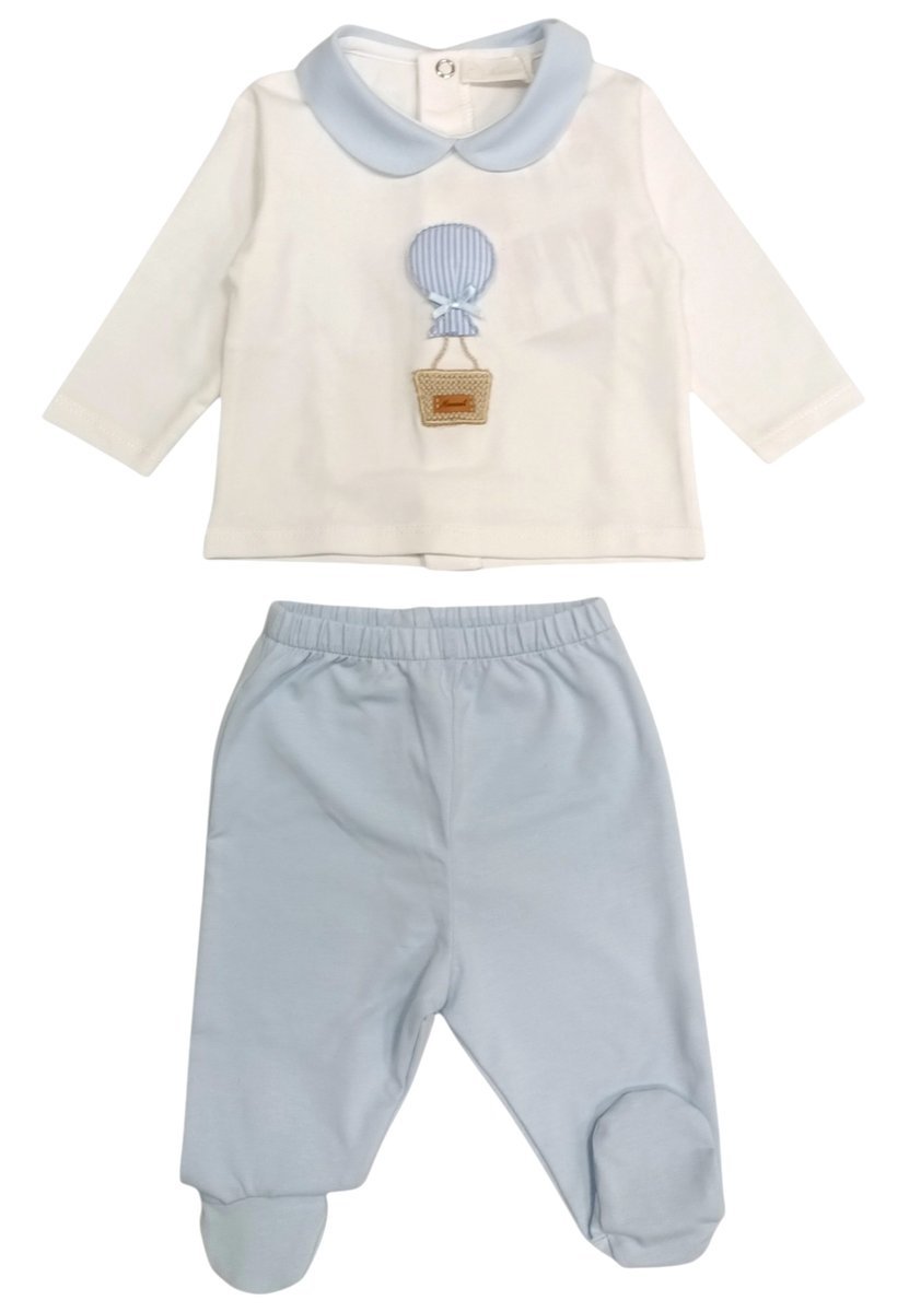 Ninnaoh - Completo Bianco/celeste C.mongolfiera E25C233