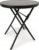 Stoły ogrodowe - kontrast Stół składany okrągły ogród balkon taras TASOS 60 cm czarny - miniaturka - grafika 1