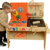 Mały majsterkowicz - MASTERKIDZ Drewniany Warsztat XXL Montessori STEM z Narzędziami + Akcesoria - miniaturka - grafika 1