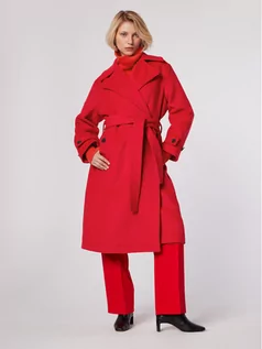 Płaszcze damskie - Simple Płaszcz przejściowy PLD502-04 Czerwony Relaxed Fit - grafika 1