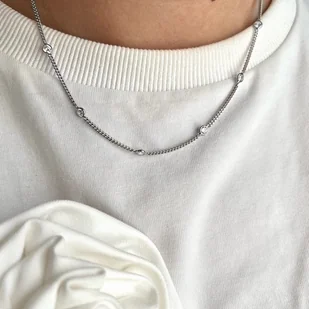 Srebrny naszyjnik choker pancerka z cyrkoniami - Naszyjniki Srebrny naszyjnik choker pancerka z cyrkoniami - Naszyjniki - miniaturka - grafika 1