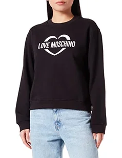 Love Moschino Okrągły dekolt z długim rękawem z nadrukiem w kształcie serca Damska koszulka dresowa, czarny, 42 - Koszulki i topy damskie - miniaturka - grafika 1